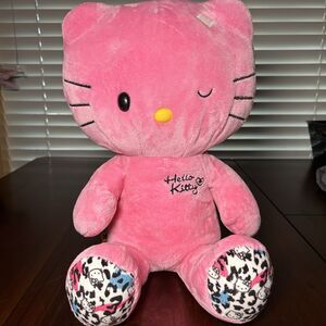 Build-A-Bear Hello Kitty Pink Plush 18” Winking Face Sanrio 2012 Leopard Feet